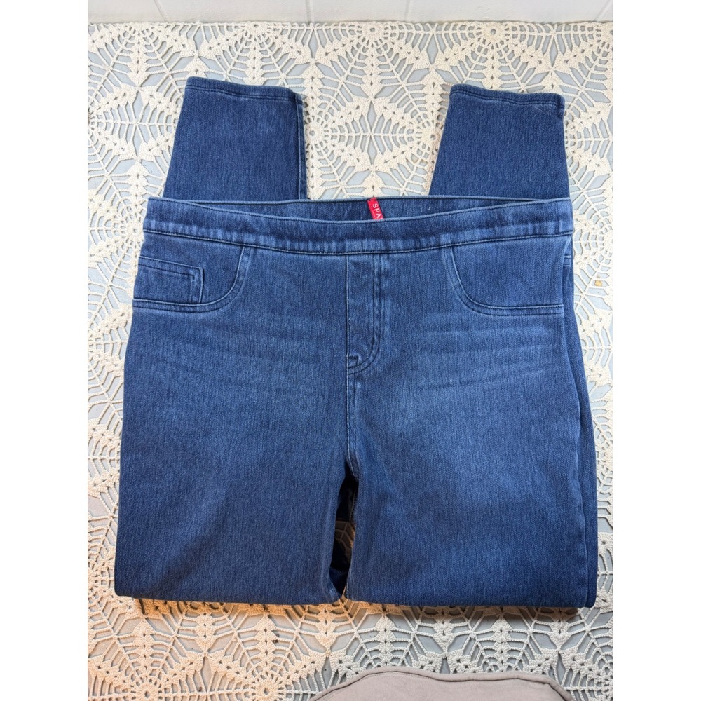 Spanx Jean-ish Leggings Indigo Blue Pull On Denim Jeans XL Slimming Shapewear